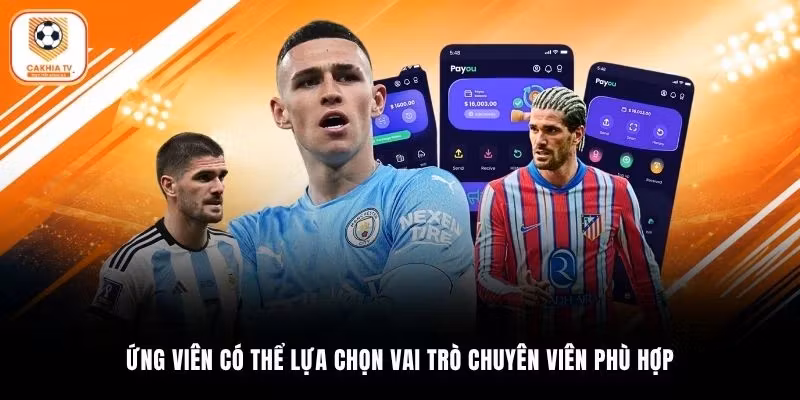 Ứng viên có thể lựa chọn vai trò chuyên viên phù hợp